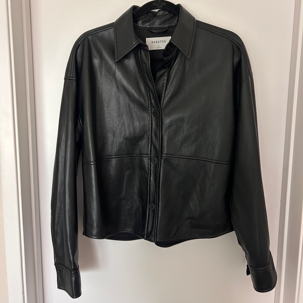 Aritzia Babaton Black Faux Leather Jacket
